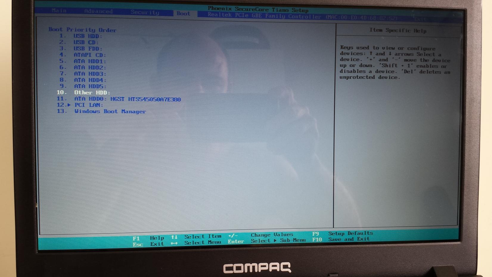 Compaq presario boot 2025 from usb