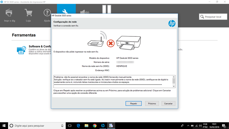 Solucionado Hp Deskjet Ink Advantage 3635 Não Conecta à Rede 0504